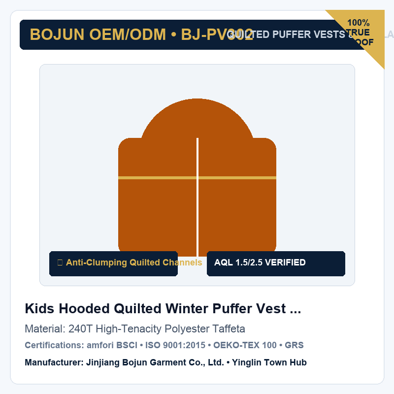 Kids Hooded Quilted Winter Puffer Vest with Zipper Pockets