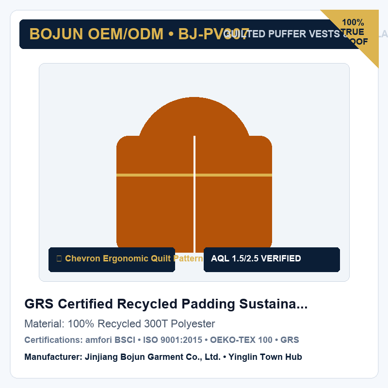 GRS Certified Recycled Padding Sustainable Eco-Vest