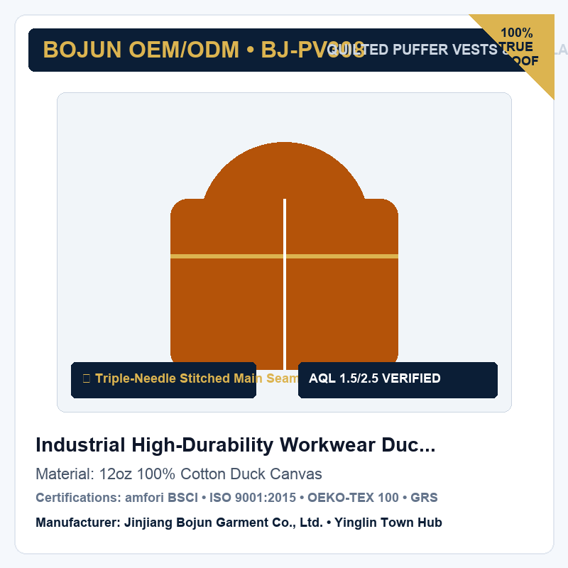 Industrial High-Durability Workwear Duck Canvas Vest