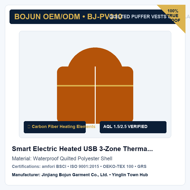 Smart Electric Heated USB 3-Zone Thermal Winter Vest
