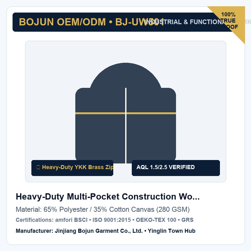 Heavy-Duty Multi-Pocket Construction Work Jacket (Cordura®)