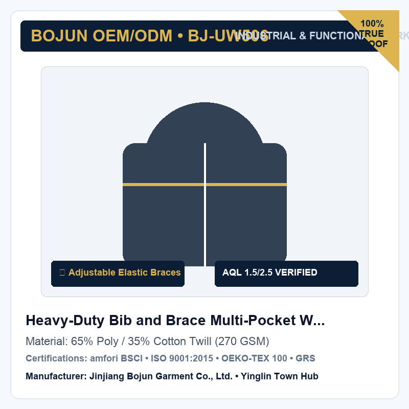 Heavy-Duty Bib and Brace Multi-Pocket Work Overalls