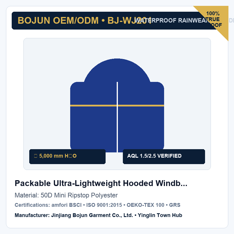 Packable Ultra-Lightweight Hooded Windbreaker Jacket