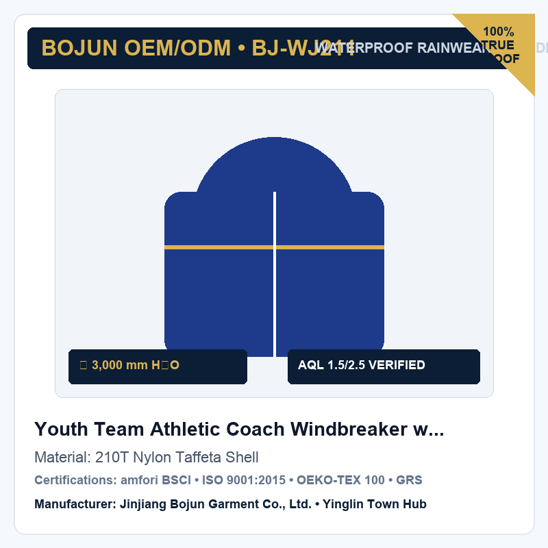 Youth Team Athletic Coach Windbreaker with Snap Front