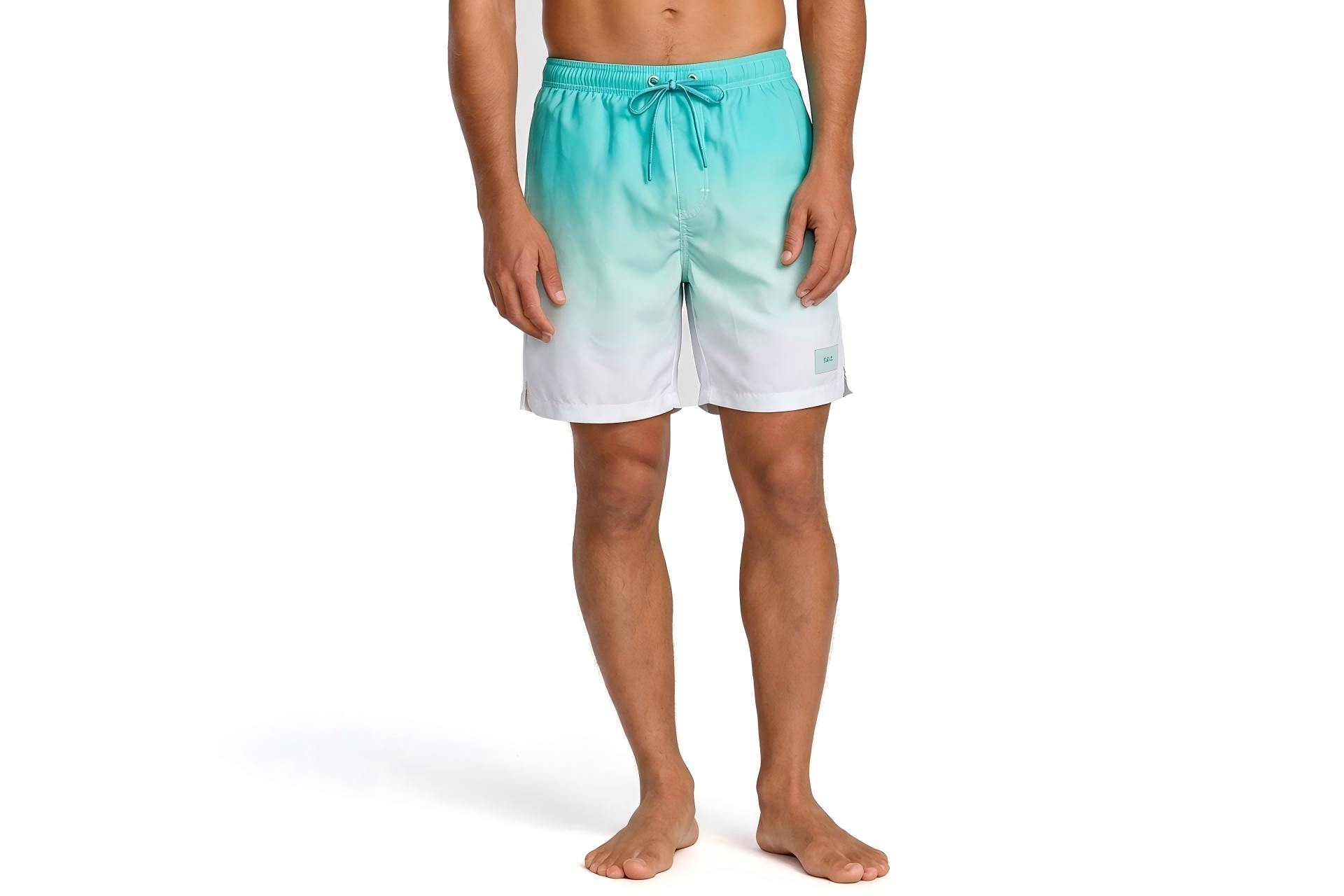 Men Ombre Gradient Quick Dry Swim Shorts, Beach Boardshorts with Mesh Lining