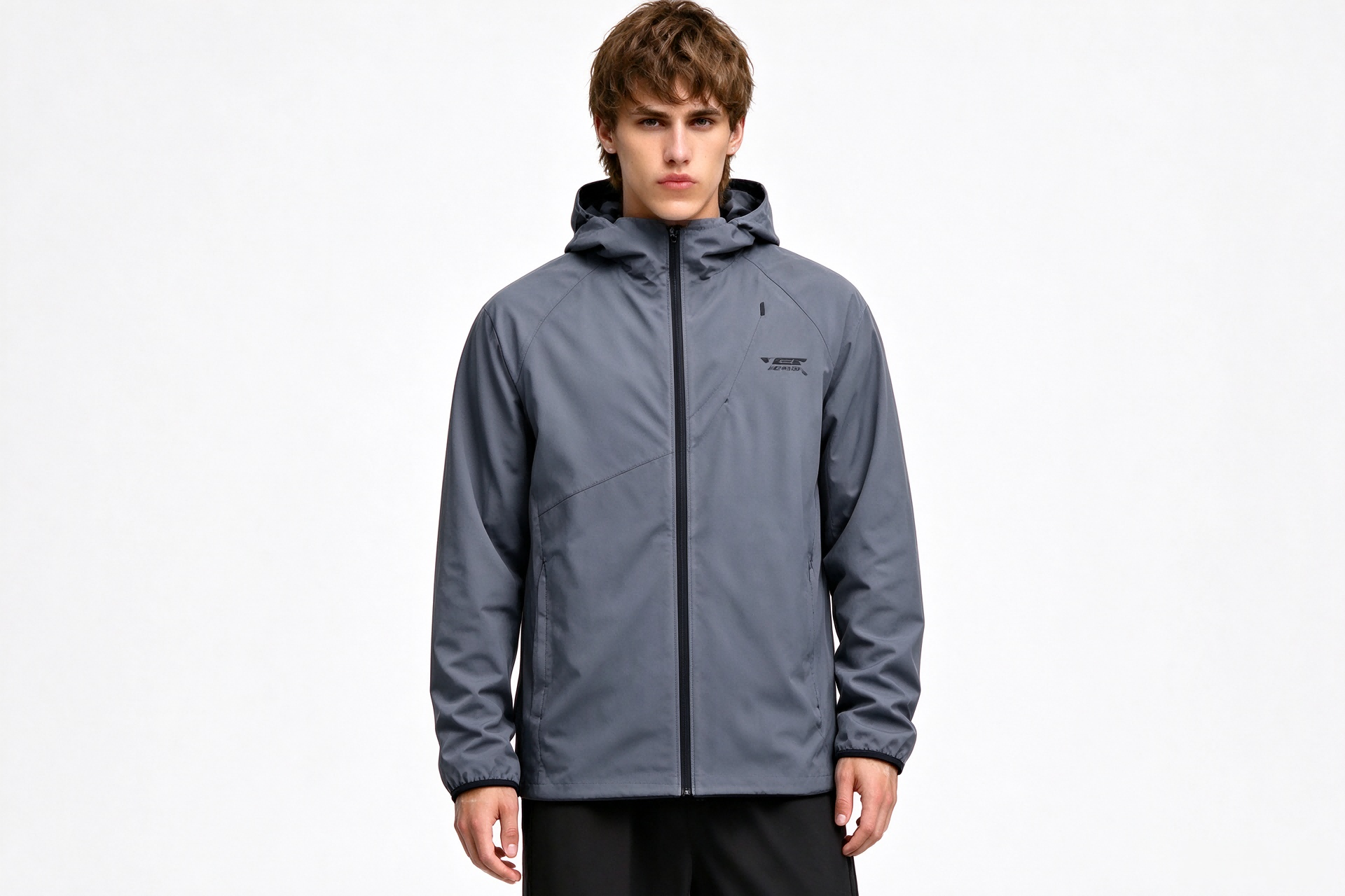 Men's Hooded Softshell Jacket, Lightweight Windproof Outdoor Zip Up Coat