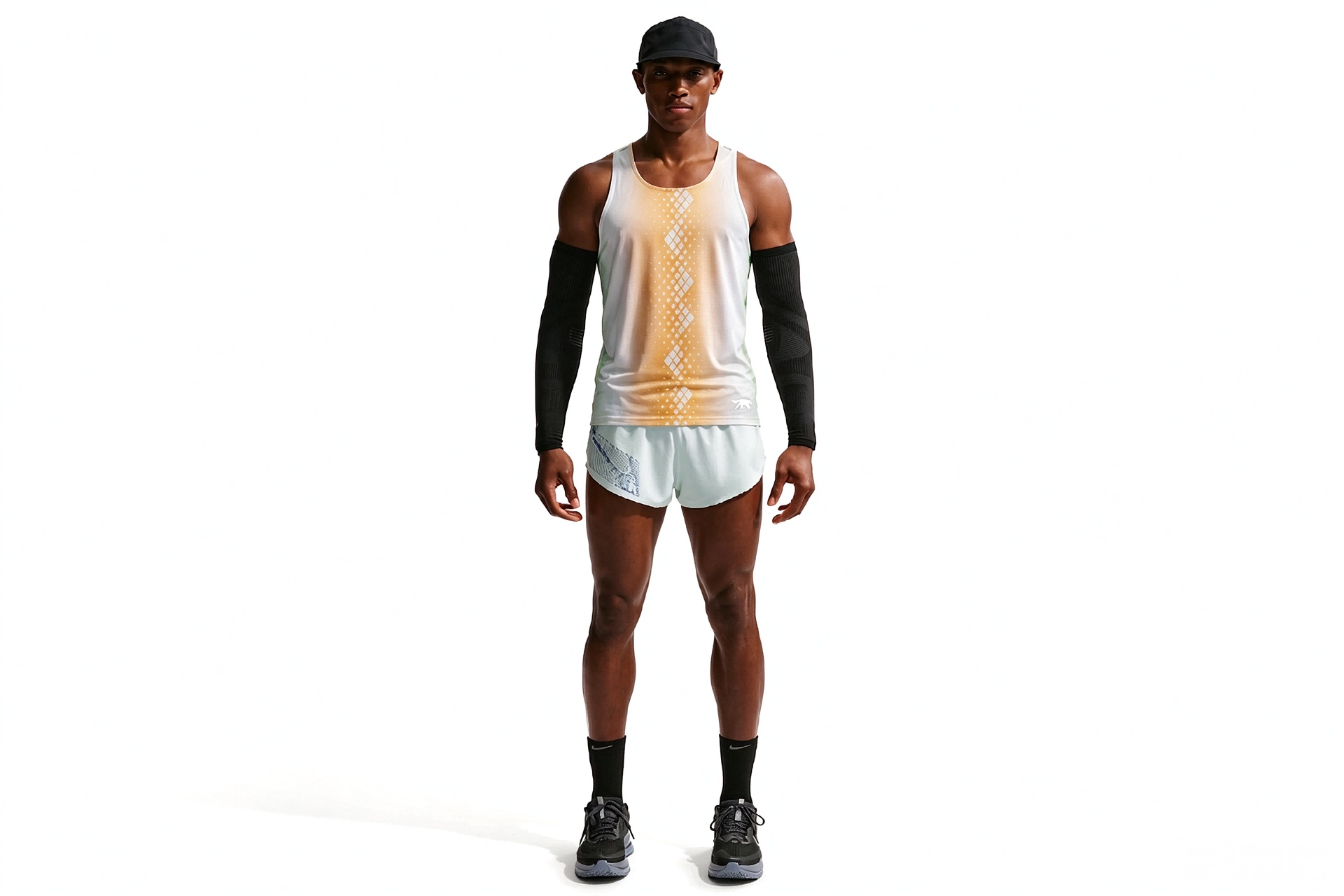 Men's Soft Gradient Racing Tank Top, Breathable Performance Sleeveless Marathon Run Vest