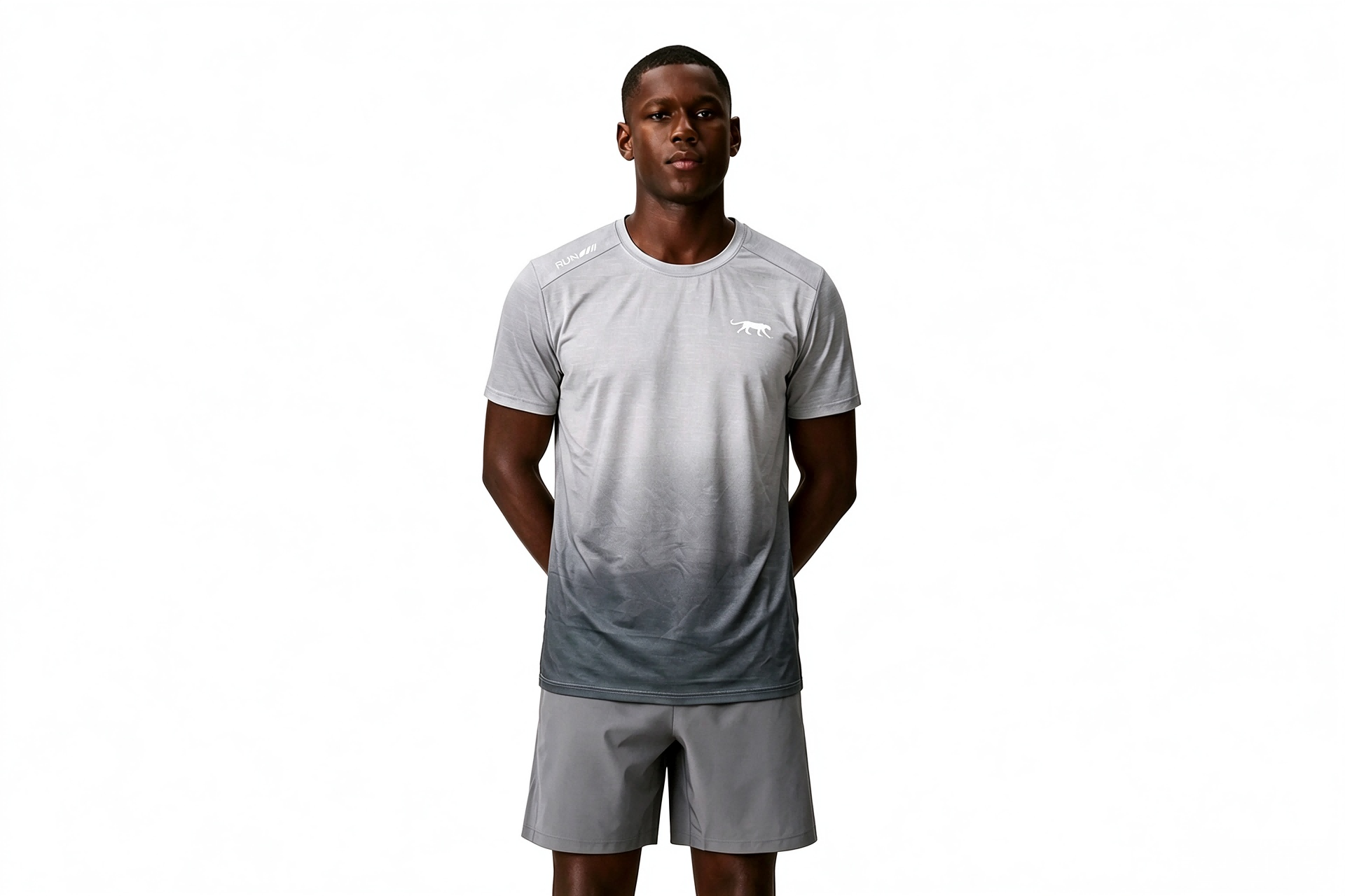 Men's Ombre Workout Running Tee, Lightweight Breathable Stretch Sport T Shirt