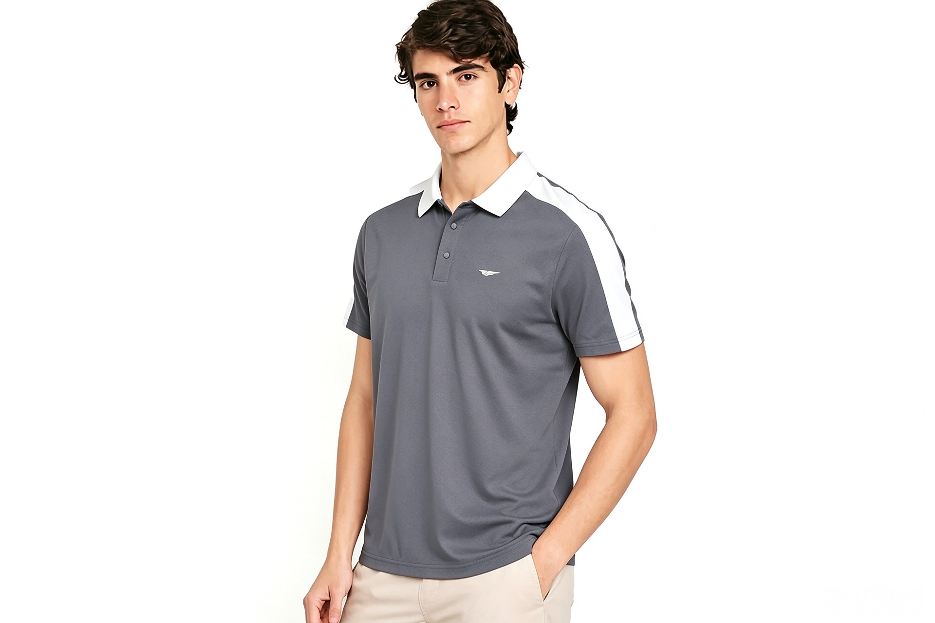 Men's Color Block Short Sleeve Polo Shirt, Contrast Collar & Side Stripe Casual Golf Polo Top