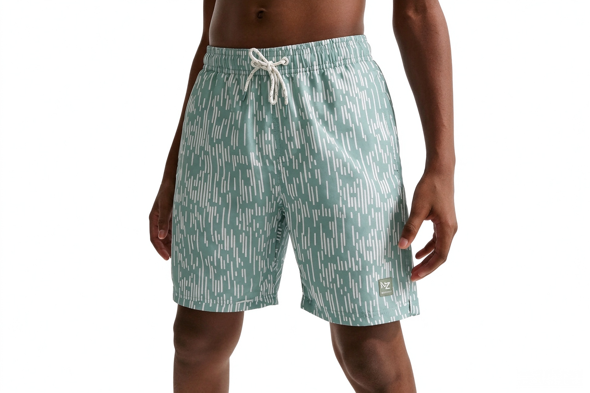 Men Abstract Dash Print Quick Dry Swim Shorts, Casual Beach Boardshorts with Mesh Lining