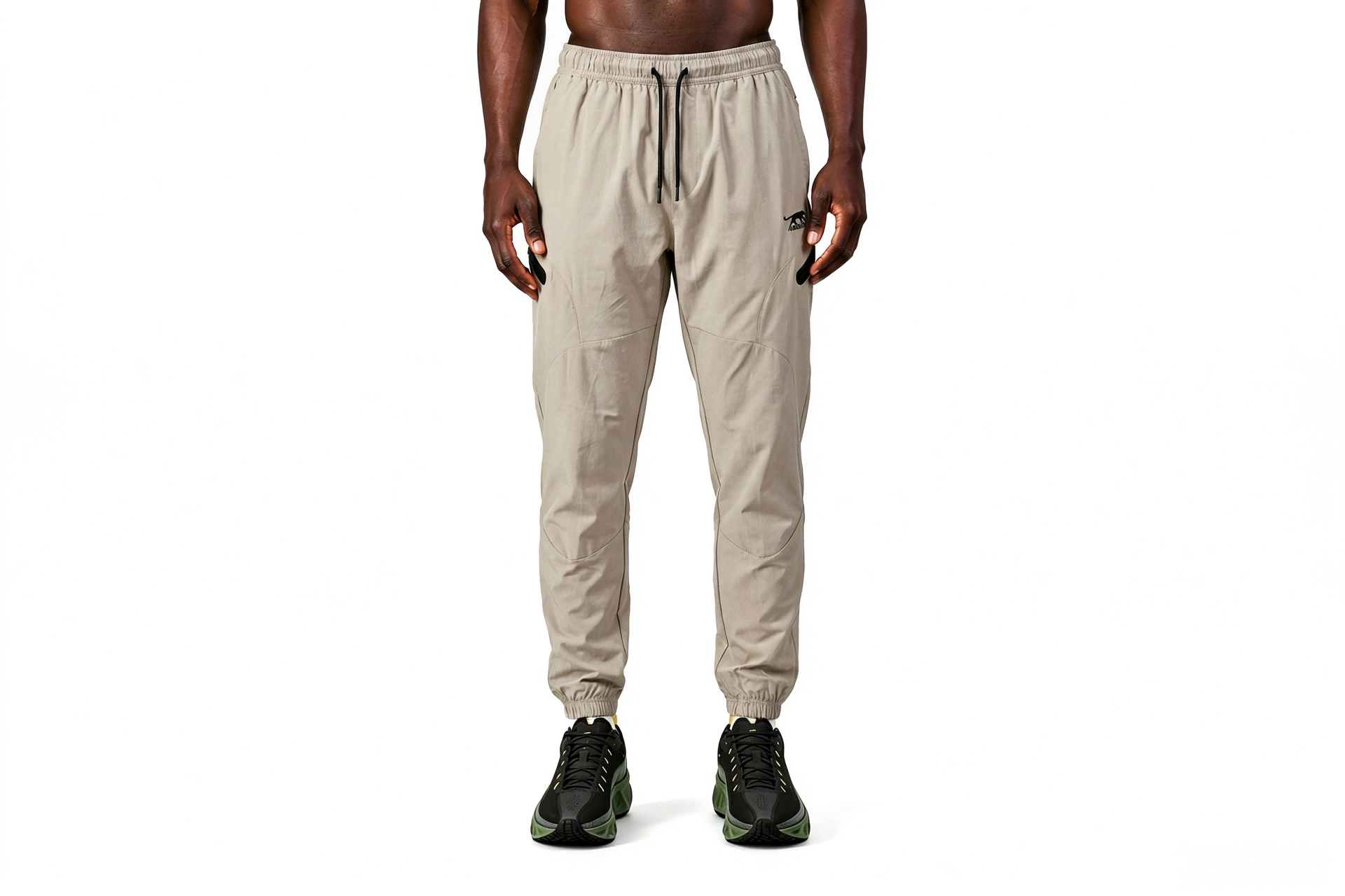 Men Stretch Woven Performance Joggers, Quick Dry Zipper Pocket Athletic Jogger Pants