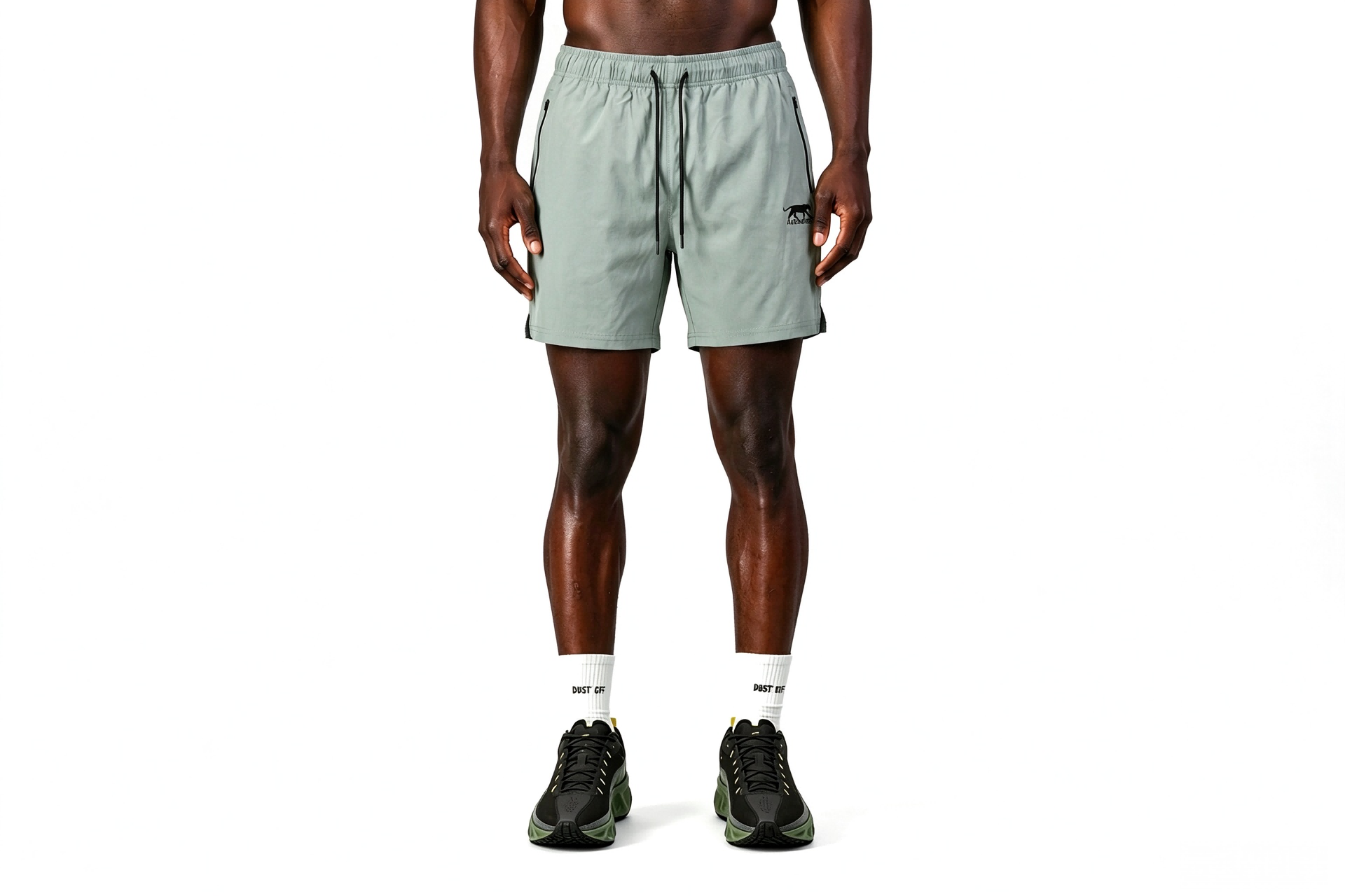 Men's Muted Green Everyday Performance Shorts, Side Split Lightweight Sport Shorts