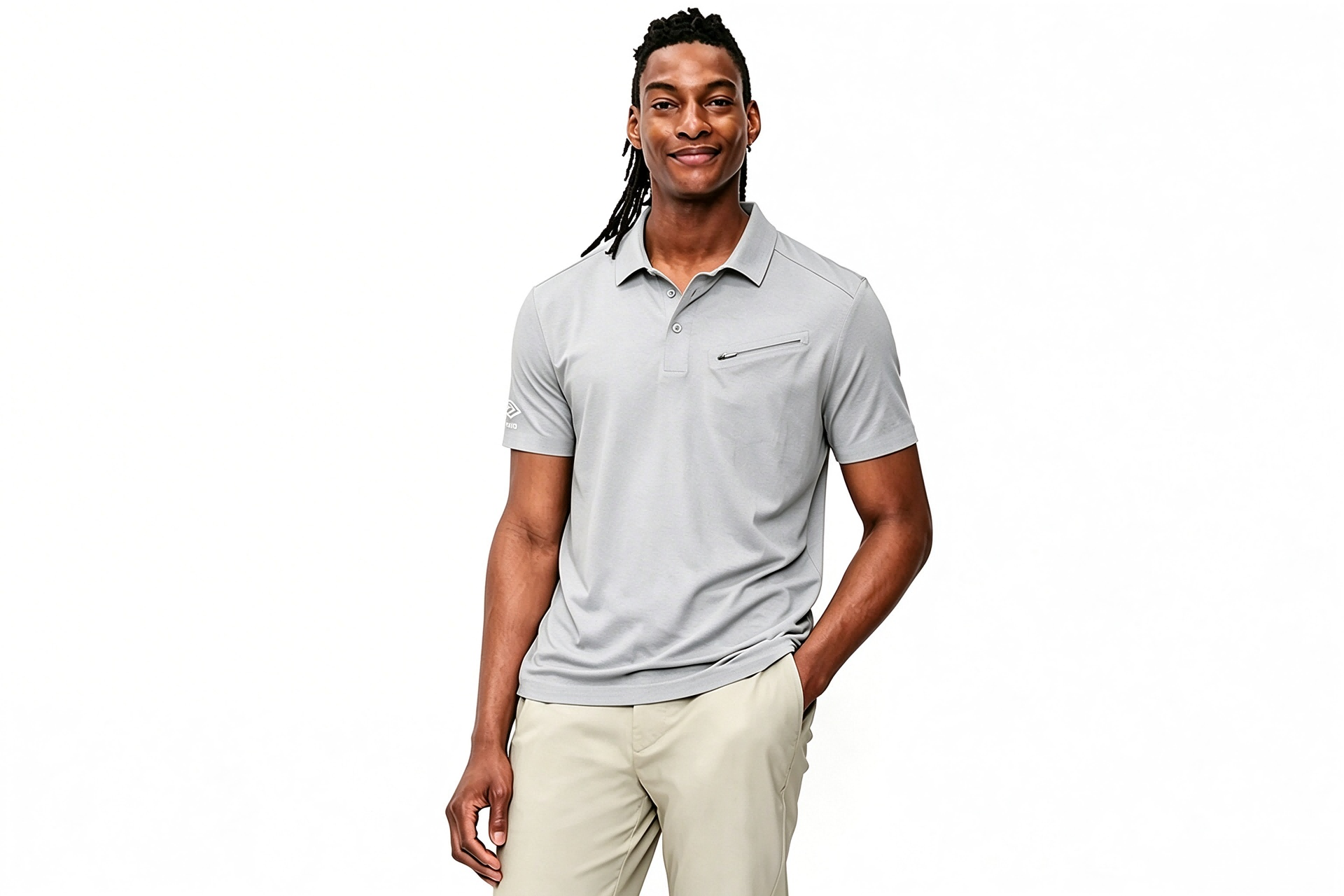 Men's Quick Dry Utility Polo Shirt, Stretch Short Sleeve Sport Polo with Secure Zip Pocket