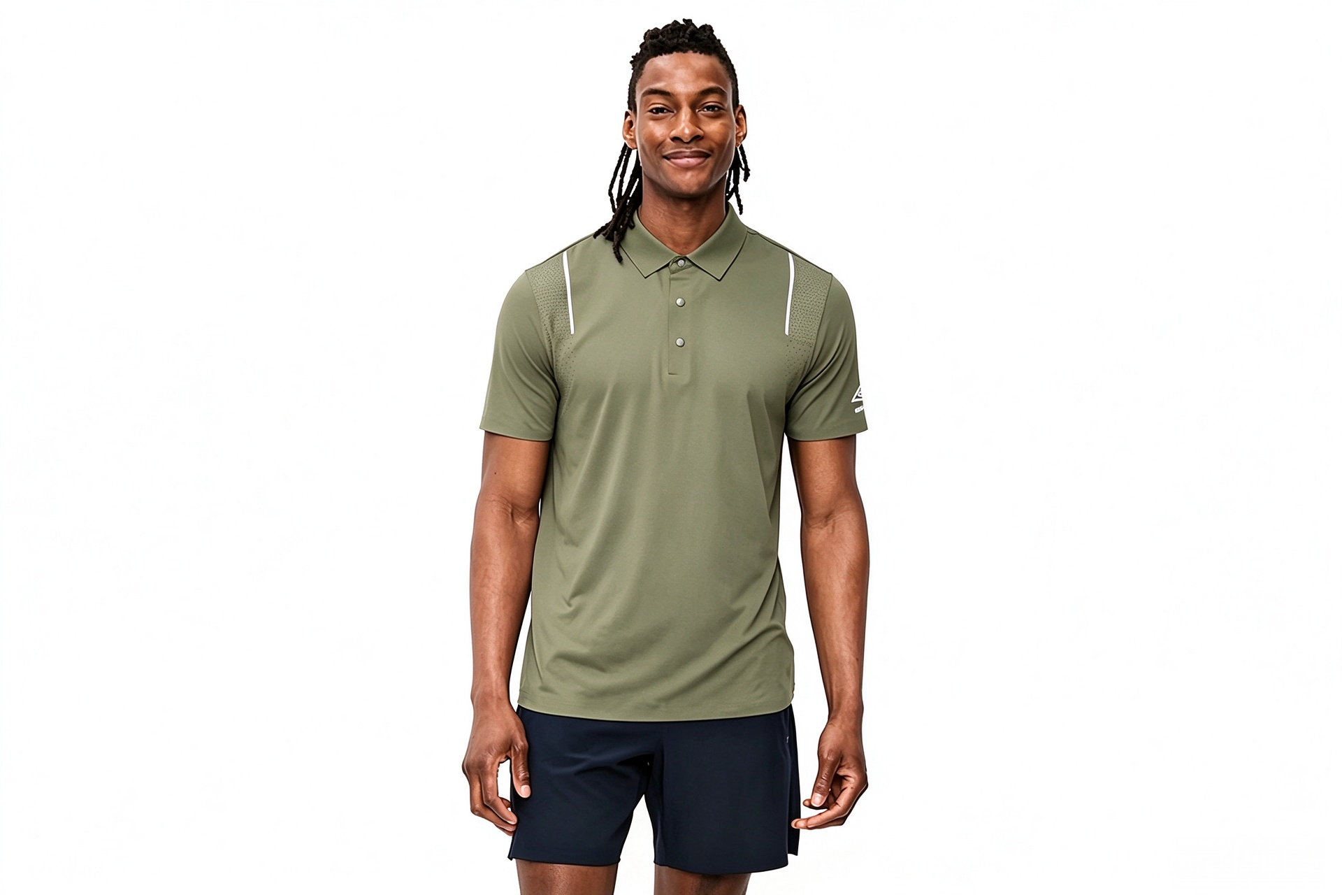 Men’s Perforated Panel Golf Polo Shirt, Short Sleeve Quick Dry Performance Athletic Polo
