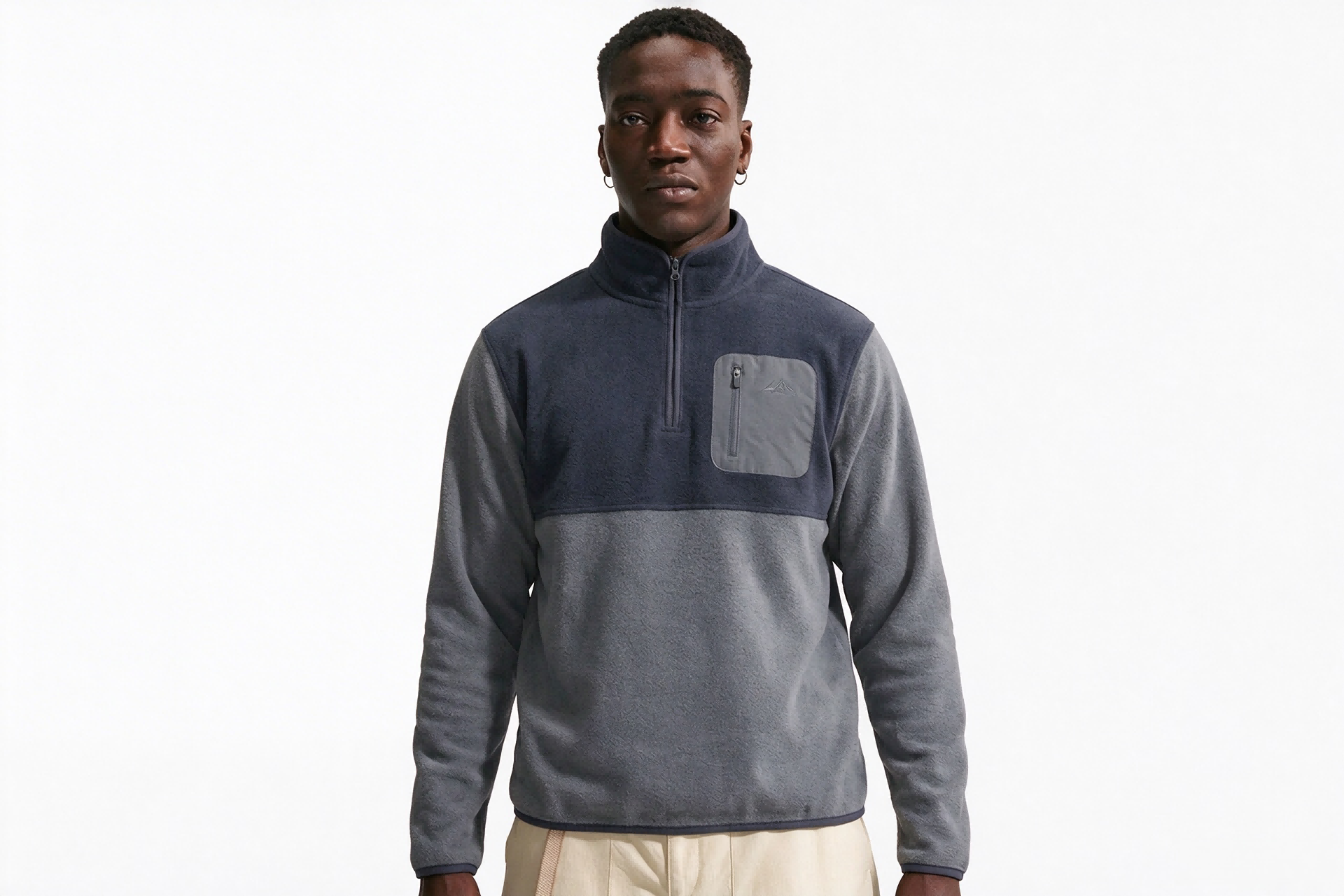 Men's Color Block 1/4 Zip Fleece Pullover, Lightweight Warm Outdoor Sweater