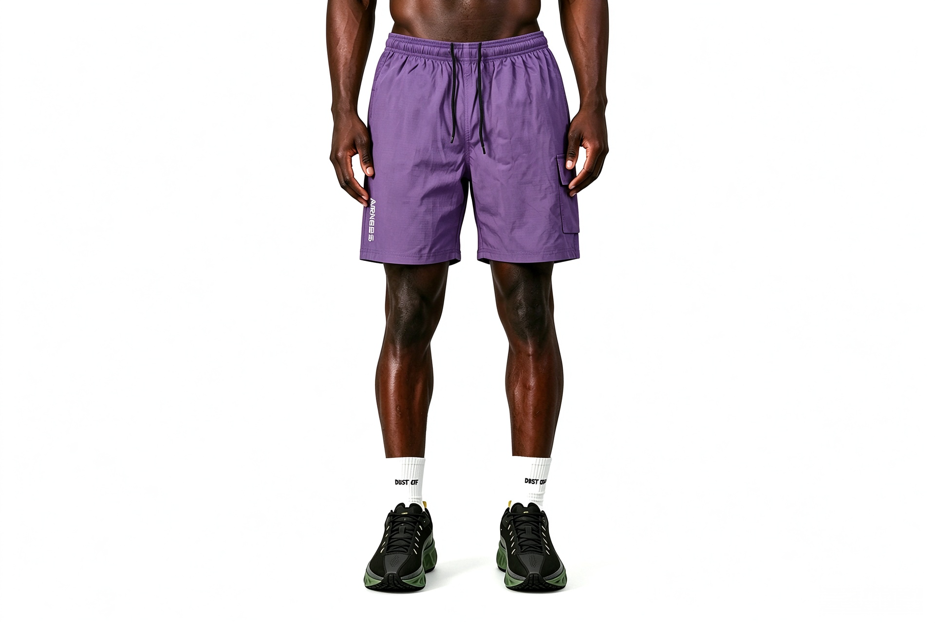 Men's Purple Ripstop Cargo Shorts, Drawstring Waist Side Cargo Pocket Outdoor Bottoms