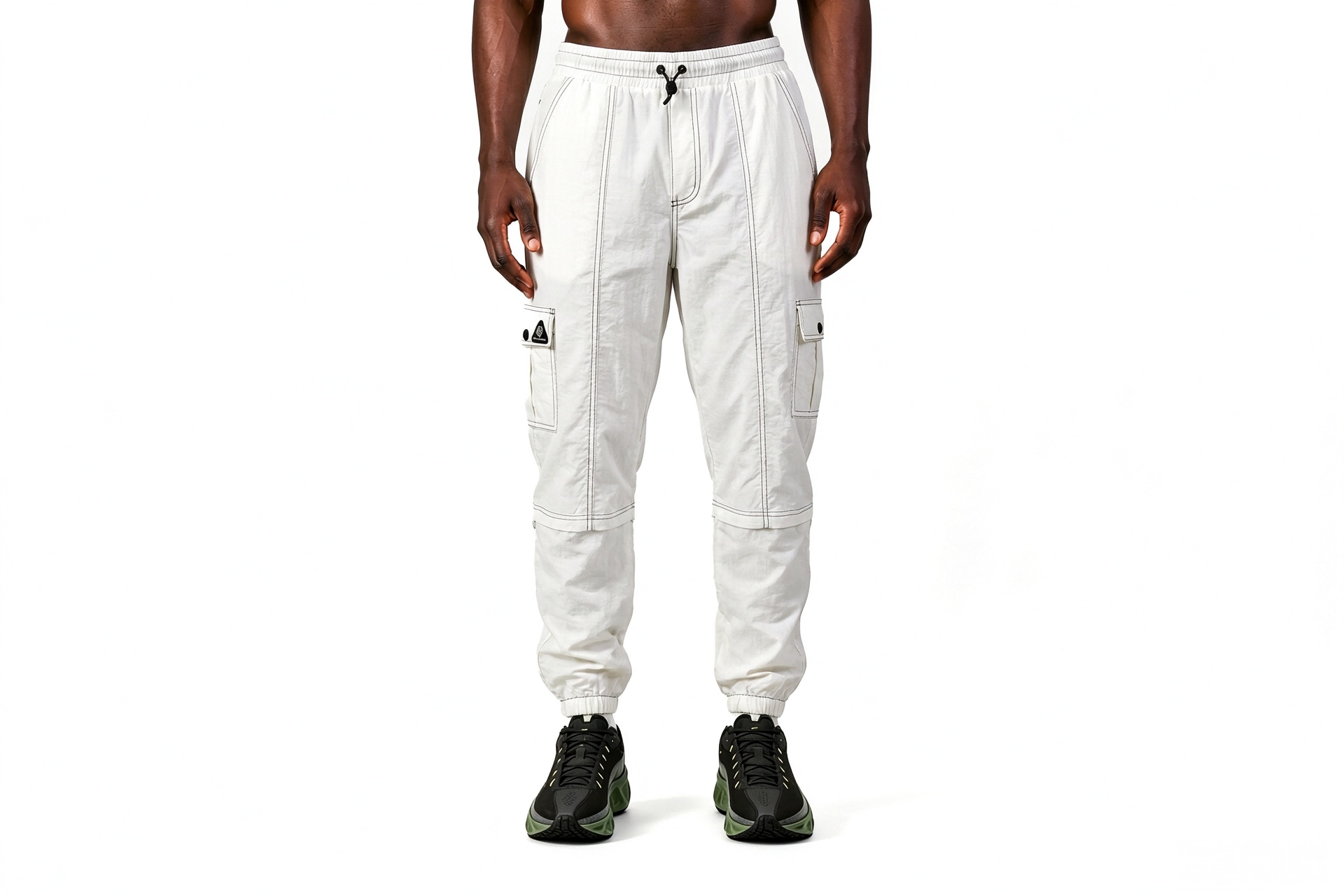 Men Contrast Stitch Cargo Joggers, Lightweight Quick Dry Multi-Pocket Outdoor Performance Pants
