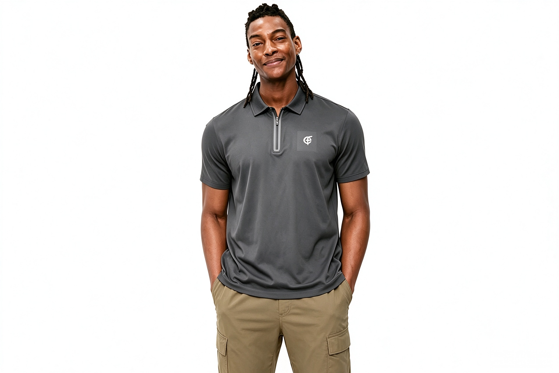 Men's Modern Half-Zip Sport Polo Shirt, Quick Dry Breathable Active Casual Top